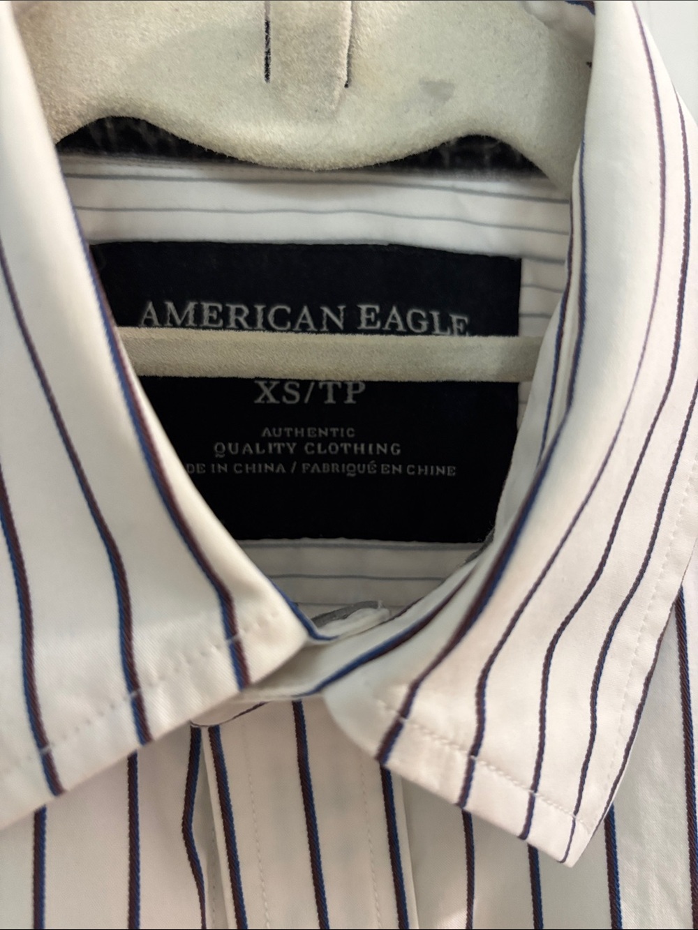 American Eagle Outfitters White Shirt with Navy Stripes 100%cotton